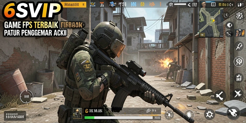 Gameplay seru dan mendebarkan dari 6SVIP di sepanjang pertempuran FPS.