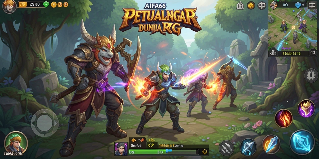 Screenshot utama AIFA66 menampilkan aksi pertempuran yang epik dalam RPG.