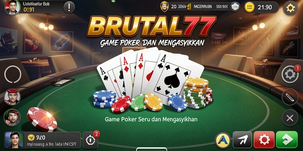 Tampilan gameplay seru saat bermain Poker di BRUTAL77.