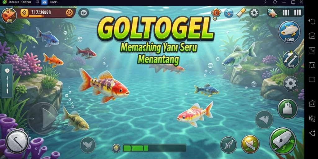 Screenshot gameplay <strong>GOLTOGEL</strong> menampilkan keseruan memancing di perairan yang indah.