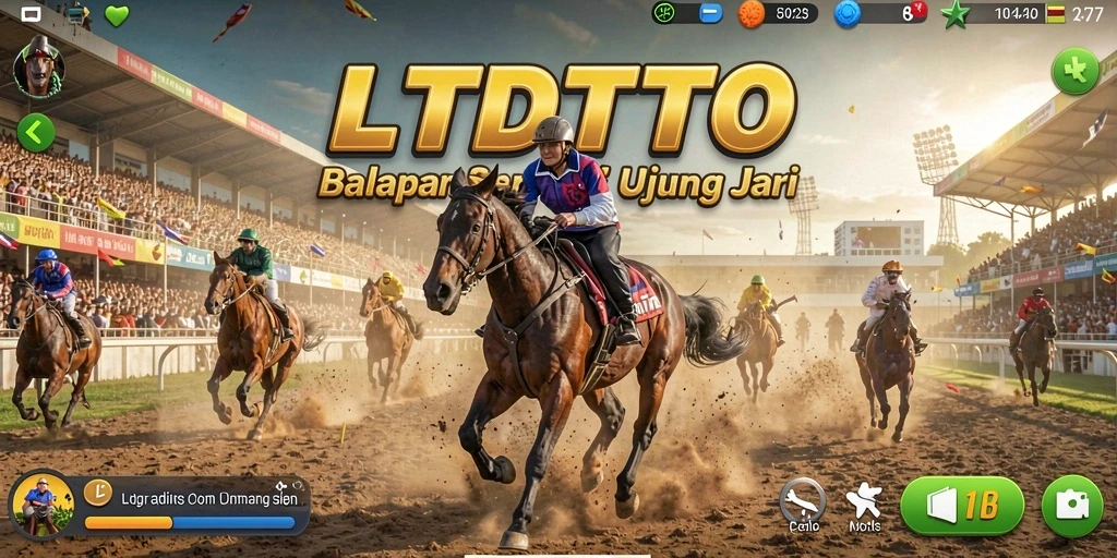 Tangkapan layar dari gameplay LTDTOTO yang menunjukkan aksi balapan mendebarkan.