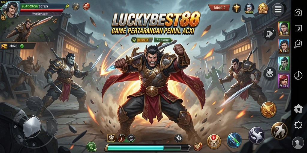 Tangkapan layar gameplay LUCKYBEST88 menunjukkan aksi pertarungan yang intens.