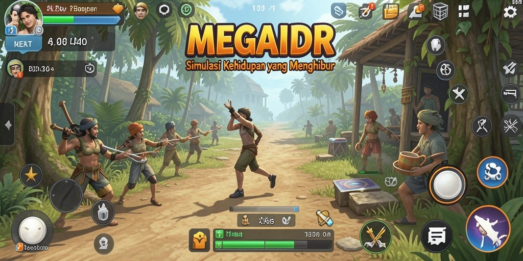 Gameplay MEGAIDR yang menarik dan interaktif dalam simulasi kehidupan.