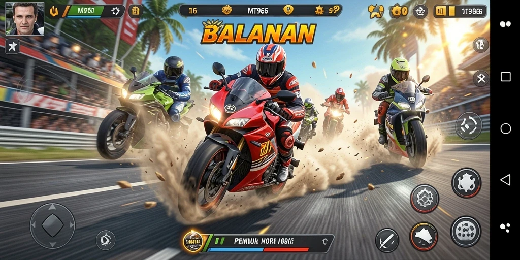 Gameplay seru dari MT966 dengan balapan motor terbaik.