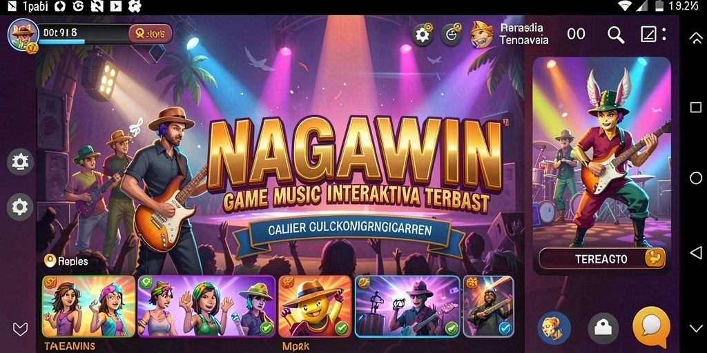 Screenshot gameplay NAGAWIN menampilkan aksi seru bermain musik.