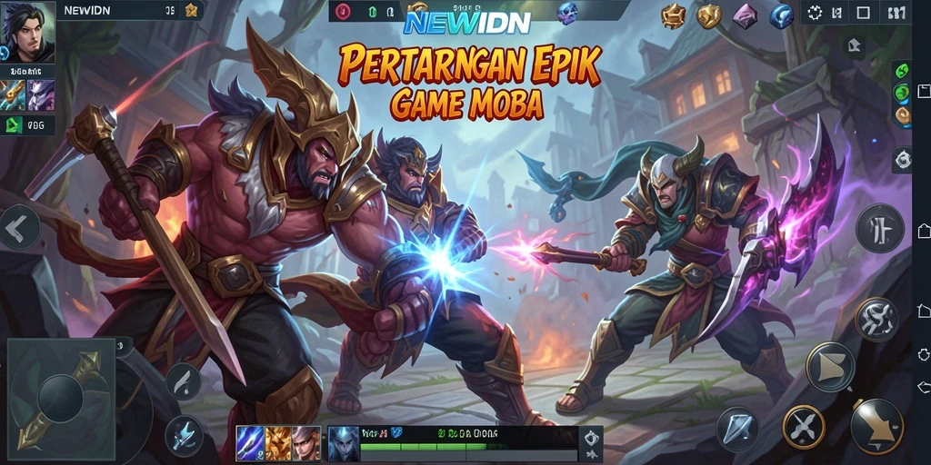 Tampilan menarik dari gameplay MOBA di NEWIDN.