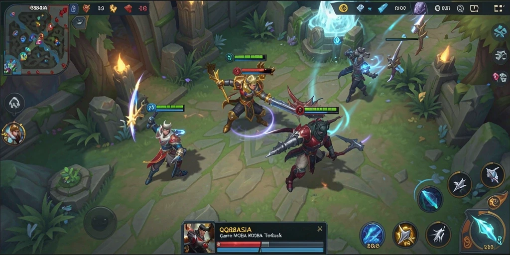 Tampilan gameplay seru di QQ88ASIA, pertarungan strategis dan karakter unik.