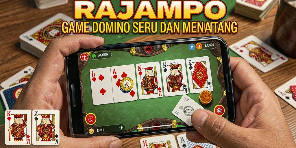 Tampilan gameplay menarik di RAJAMPO dengan banyak variasi permainan Domino.
