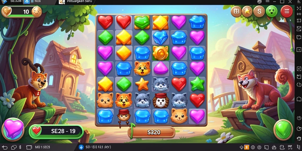 Tampilan utama gameplay SE328 dengan berbagai kombinasi permata.